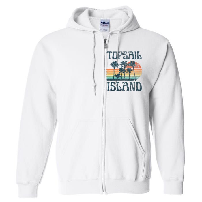 Topsail Island North Carolina Beach Summer Vacation Vintage Full Zip Hoodie