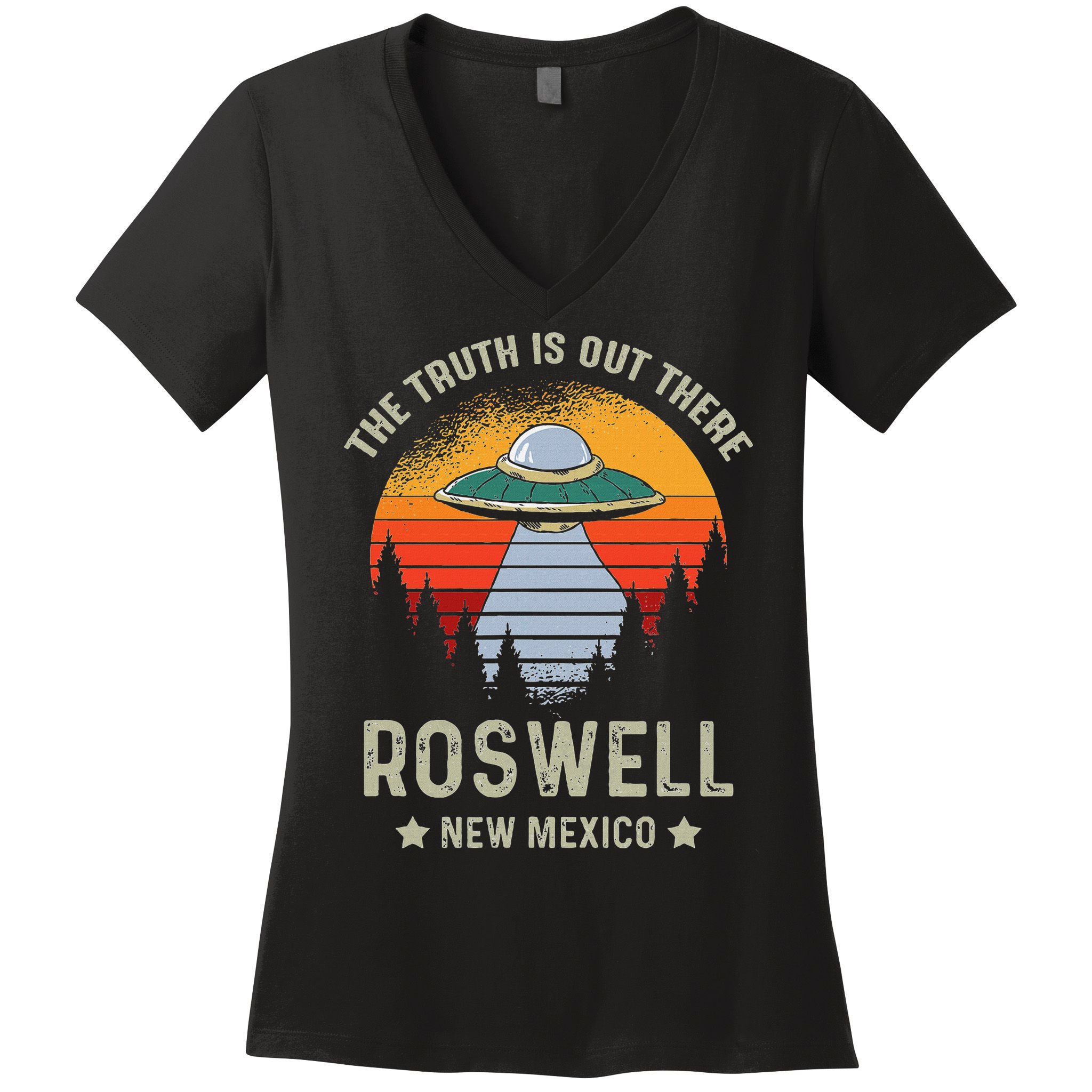 Truth Is Out There Roswell New Mexico Alien Abduction Ufo Women's V-Neck T-Shirt