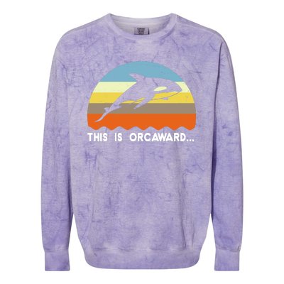 This Is Orcaward Funny Awkward Whale Sunset Colorblast Crewneck Sweatshirt