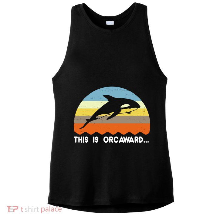 This Is Orcaward Funny Awkward Whale Sunset Ladies PosiCharge Tri-Blend Wicking Tank