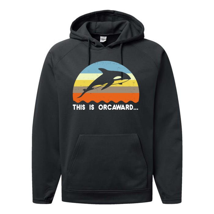 This Is Orcaward Funny Awkward Whale Sunset Performance Fleece Hoodie