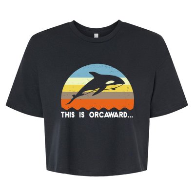 This Is Orcaward Funny Awkward Whale Sunset Bella+Canvas Jersey Crop Tee