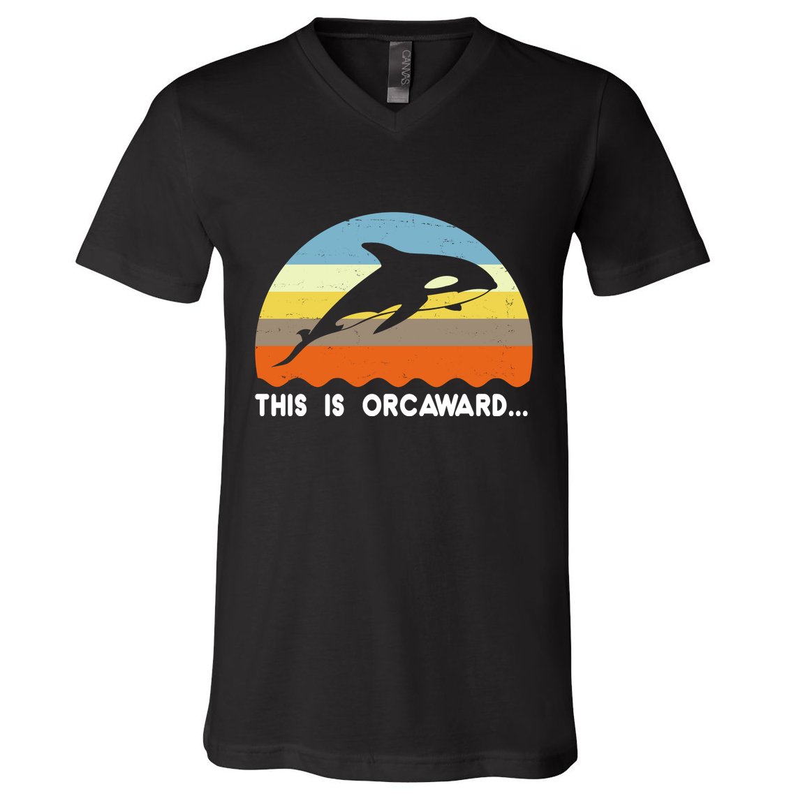 This Is Orcaward Funny Awkward Whale Sunset V-Neck T-Shirt