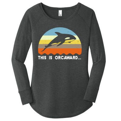 This Is Orcaward Funny Awkward Whale Sunset Women's Perfect Tri Tunic Long Sleeve Shirt