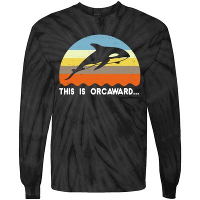 This Is Orcaward Funny Awkward Whale Sunset Tie-Dye Long Sleeve Shirt