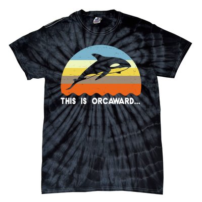 This Is Orcaward Funny Awkward Whale Sunset Tie-Dye T-Shirt