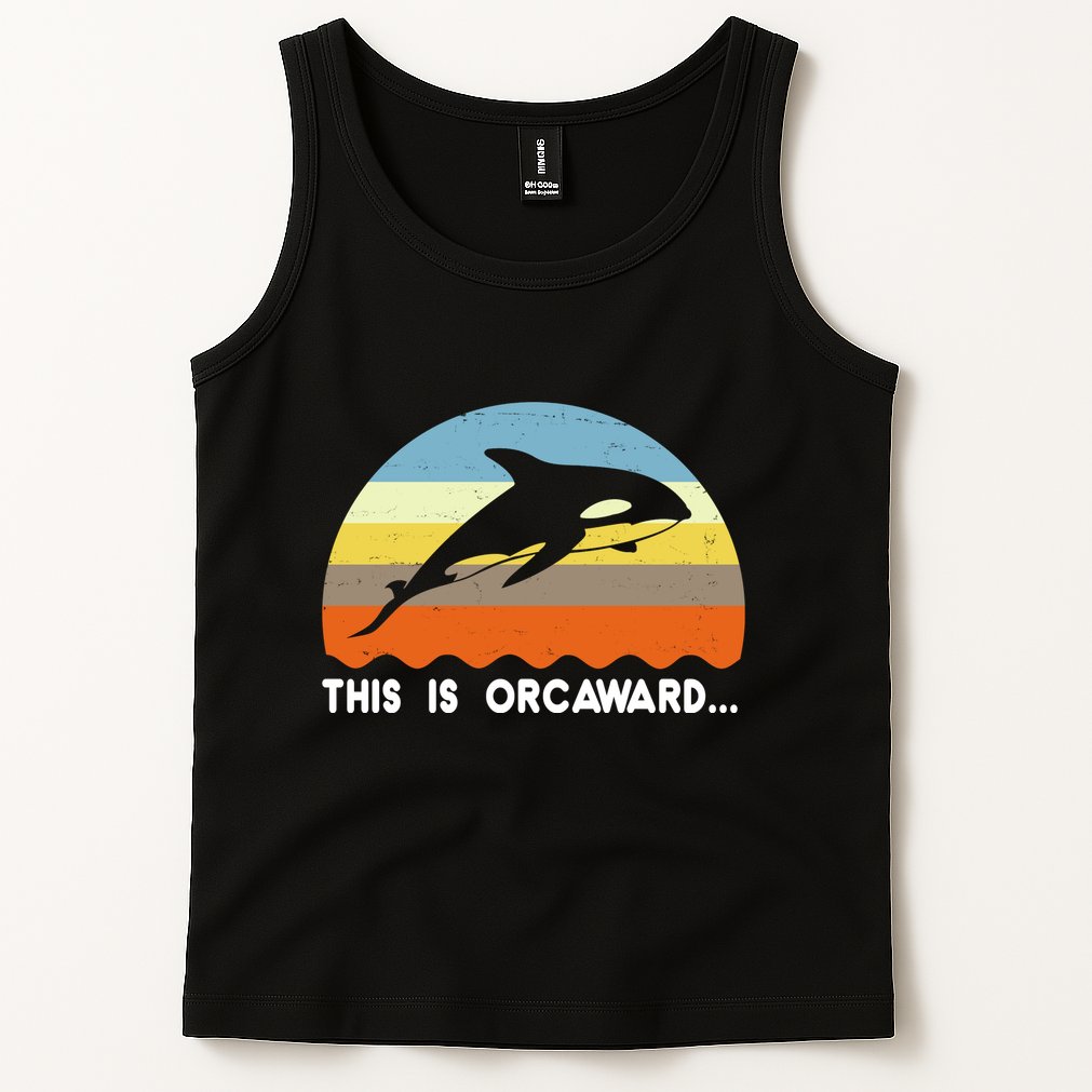 This Is Orcaward Funny Awkward Whale Sunset Tank Top