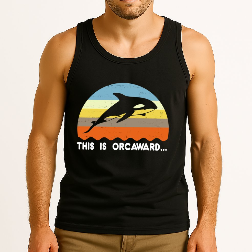 This Is Orcaward Funny Awkward Whale Sunset Tank Top