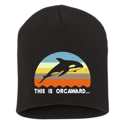 This Is Orcaward Funny Awkward Whale Sunset Short Acrylic Beanie