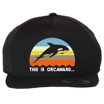 This Is Orcaward Funny Awkward Whale Sunset Wool Snapback Cap