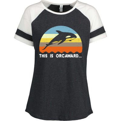 This Is Orcaward Funny Awkward Whale Sunset Enza Ladies Jersey Colorblock Tee