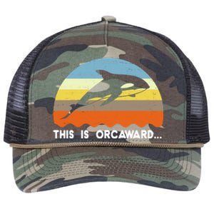 This Is Orcaward Funny Awkward Whale Sunset Retro Rope Trucker Hat Cap