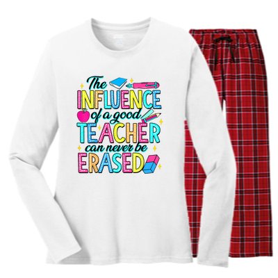 The Influence Of A Good Teacher Can Never Be Erased Women's Long Sleeve Flannel Pajama Set 