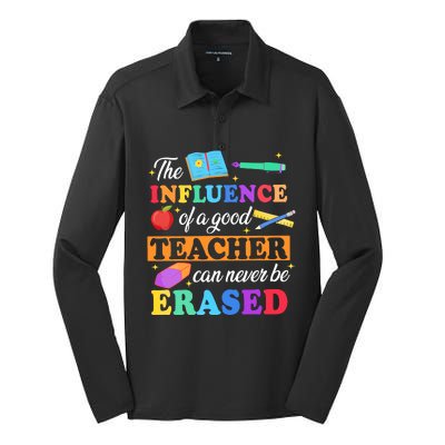 The Influence Of A Good Teacher Can Never Be Erased Silk Touch Performance Long Sleeve Polo