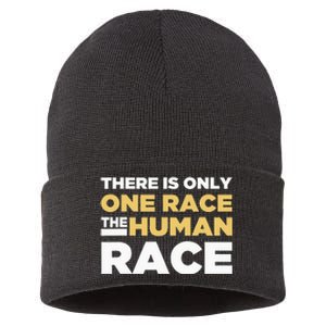 There Is Only One Race The Human Race Anti Racist Diversity Sustainable Knit Beanie