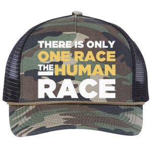 There Is Only One Race The Human Race Anti Racist Diversity Retro Rope Trucker Hat Cap