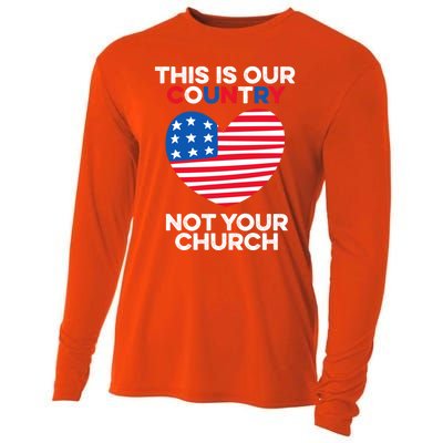 This Is Our Country Not Your Church America Usa Freedom Free Gift Cooling Performance Long Sleeve Crew