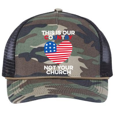 This Is Our Country Not Your Church America Usa Freedom Free Gift Retro Rope Trucker Hat Cap