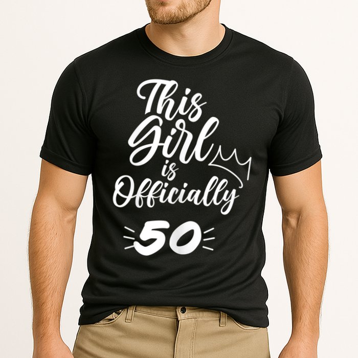 This  Is Officially 50 Fifty 50Th Fiftieth Cute Birthday Cooling Performance Crew T-Shirt