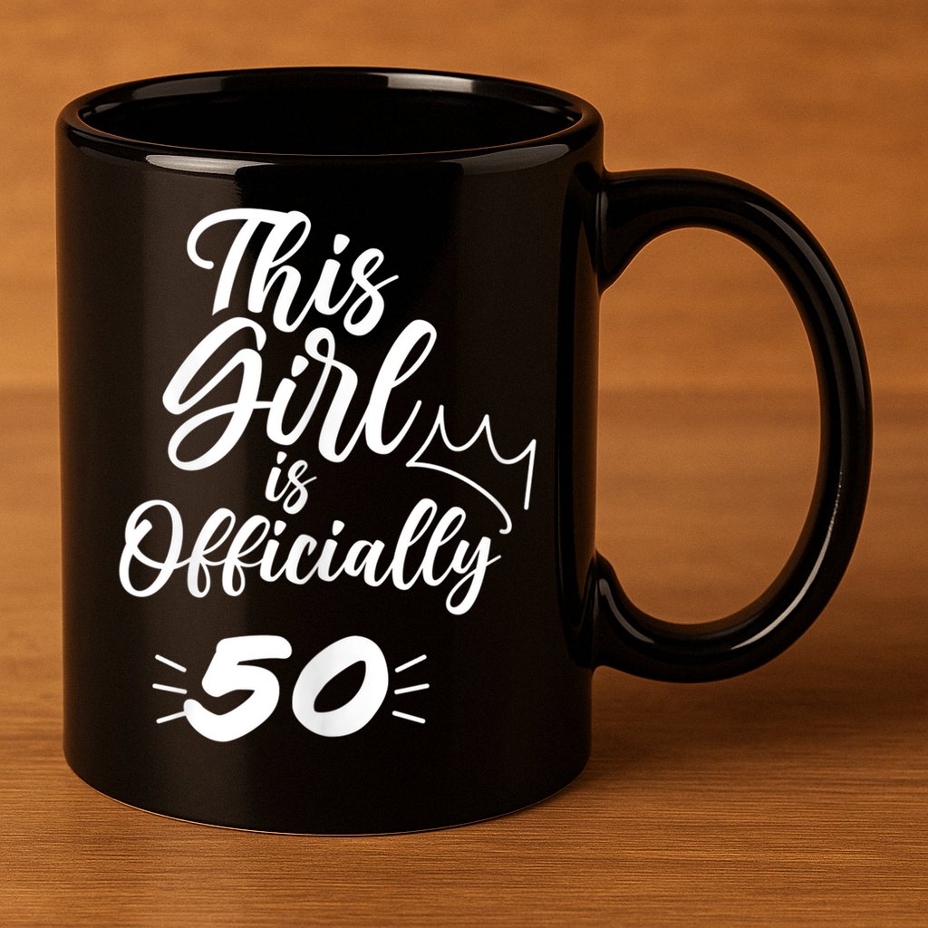 This  Is Officially 50 Fifty 50Th Fiftieth Cute Birthday 11oz C Handle Ceramic Mug