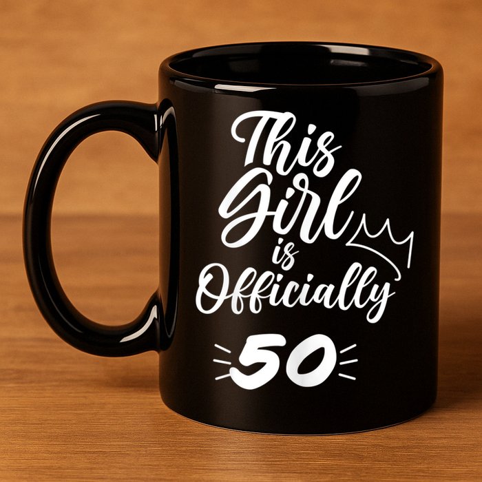 This  Is Officially 50 Fifty 50Th Fiftieth Cute Birthday 11oz C Handle Ceramic Mug