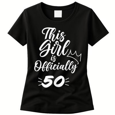 This  Is Officially 50 Fifty 50Th Fiftieth Cute Birthday Womens T-Shirt