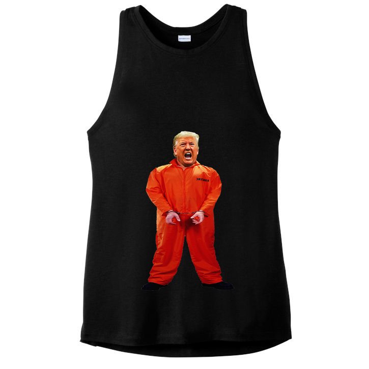 Trump In Orange Jumpsuit Ladies PosiCharge Tri-Blend Wicking Tank