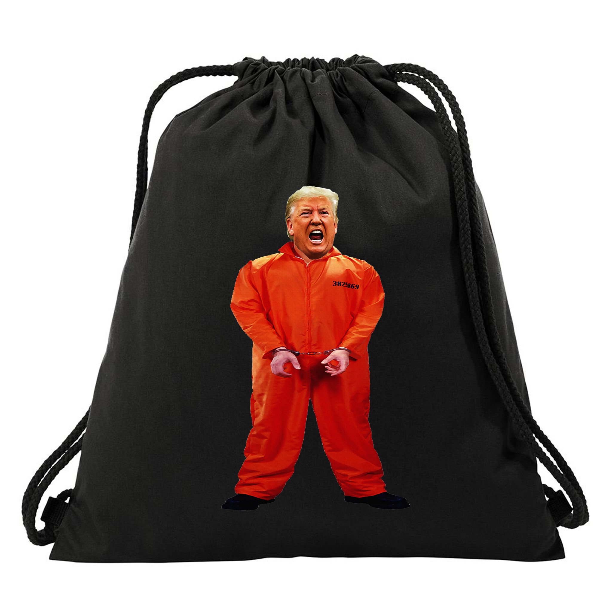 Trump In Orange Jumpsuit Drawstring Bag