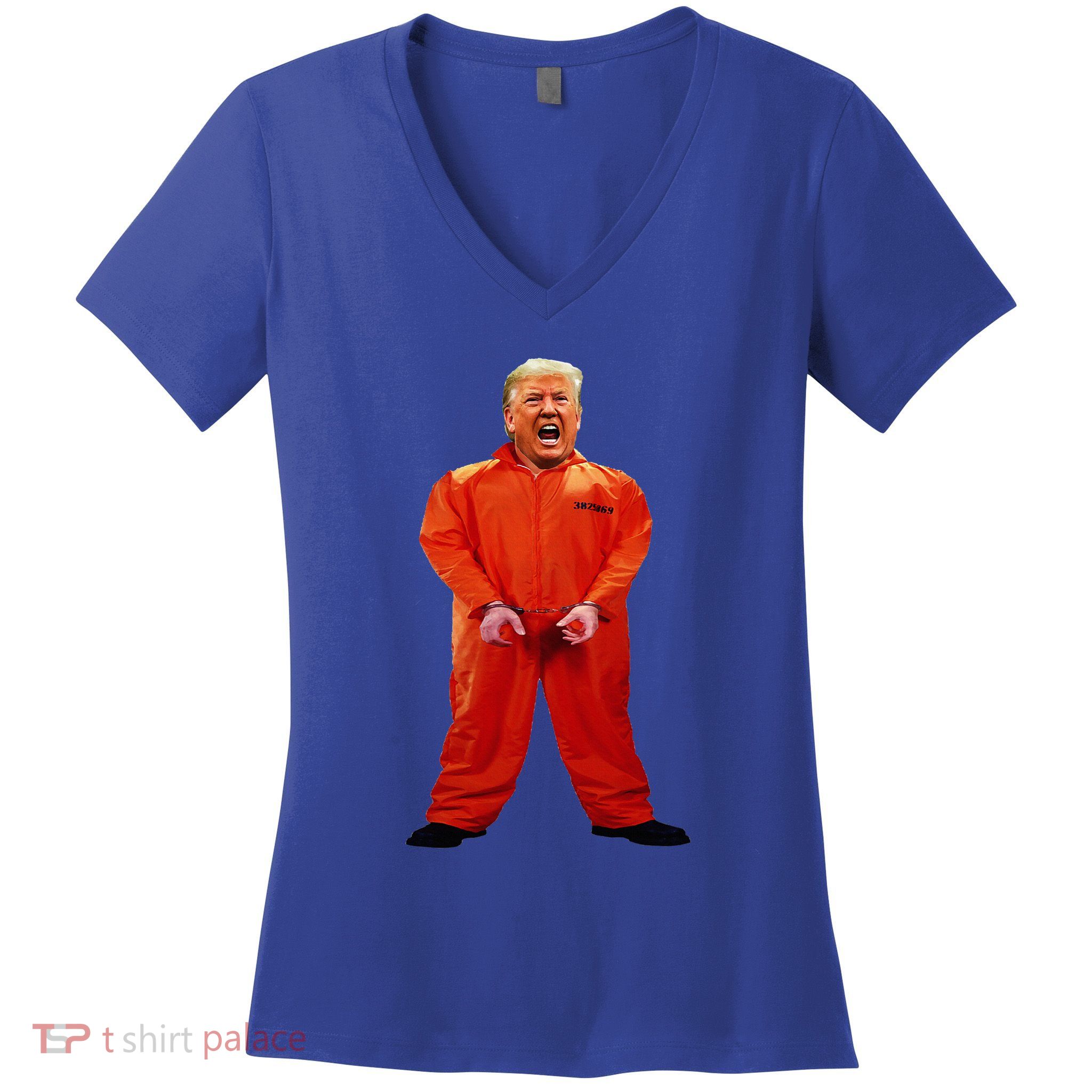 Trump In Orange Jumpsuit Women's V-Neck T-Shirt