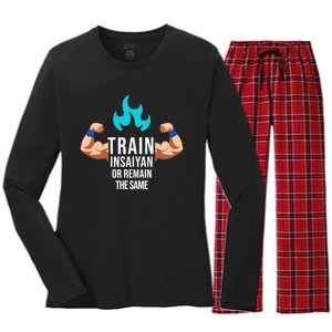 Train Insaiyan Or Remain The Same Anime Gym Bodybuilding Women's Long Sleeve Flannel Pajama Set 