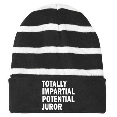 Totally Impartial Potential Juror Striped Beanie with Solid Band