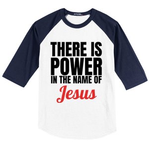 There Is Power In The Name Of Jesus Christian Gift Baseball Sleeve Shirt