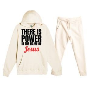 There Is Power In The Name Of Jesus Christian Gift Premium Hooded Sweatsuit Set