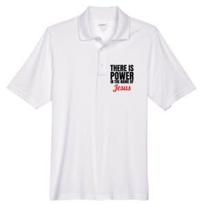 There Is Power In The Name Of Jesus Christian Gift Men's Origin Performance Pique Polo