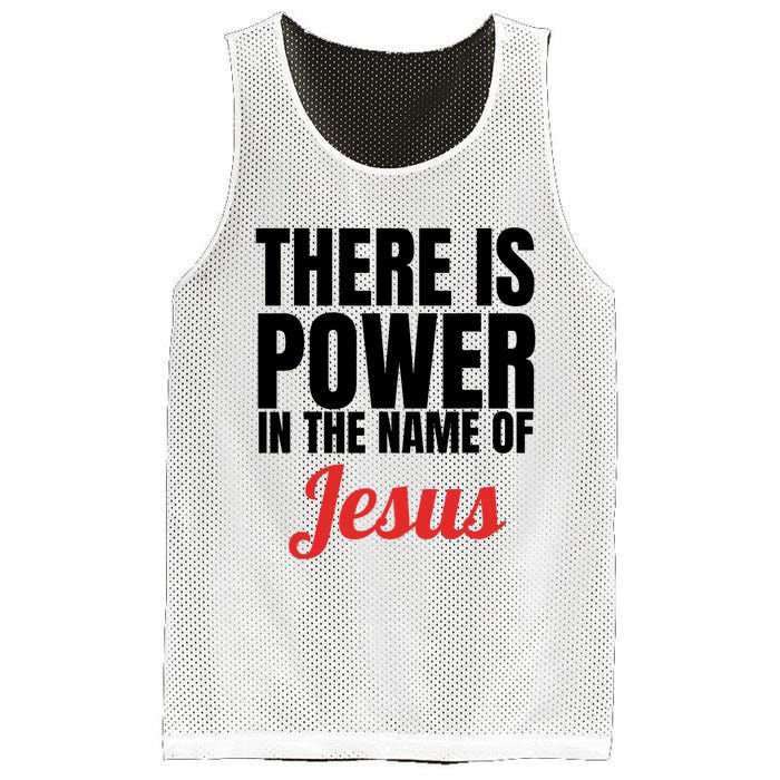 There Is Power In The Name Of Jesus Christian Gift Mesh Reversible Basketball Jersey Tank