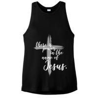 There Is Power In The Name Of Jesus Cross Ladies PosiCharge Tri-Blend Wicking Tank