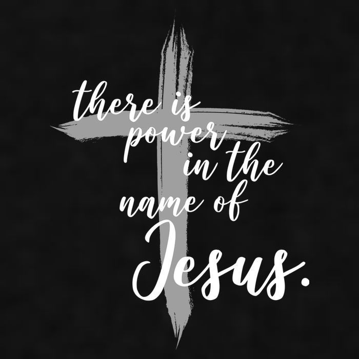 There Is Power In The Name Of Jesus Cross Ladies PosiCharge Tri-Blend Wicking Tank