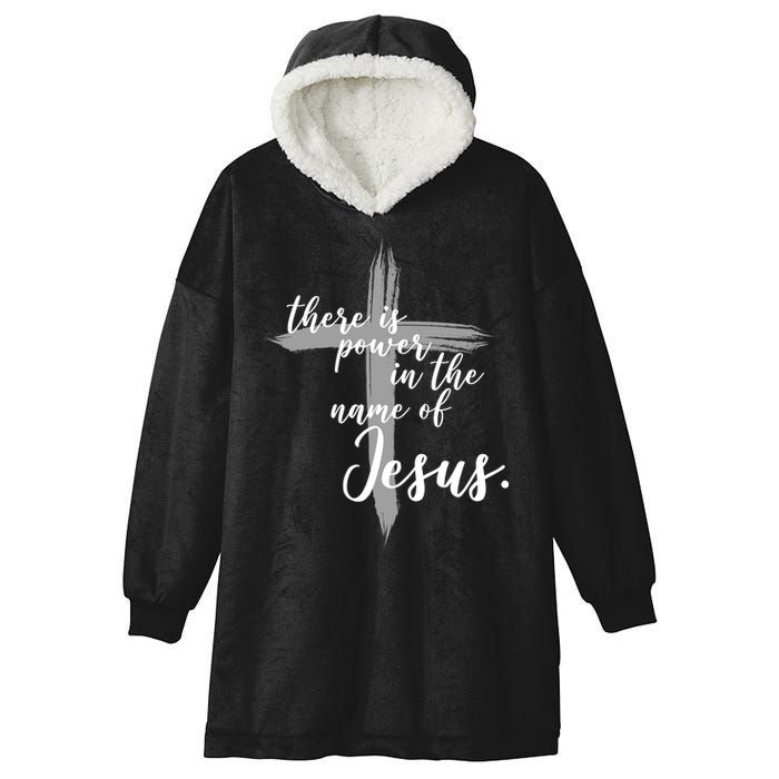 There Is Power In The Name Of Jesus Cross Hooded Wearable Blanket