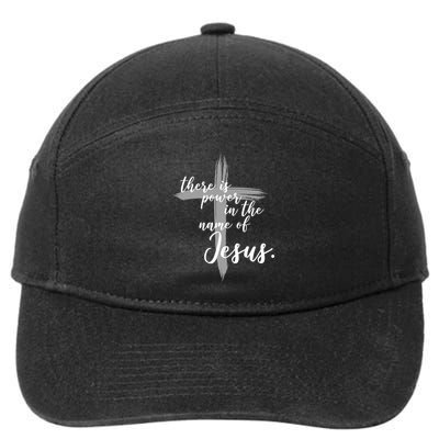 There Is Power In The Name Of Jesus Cross 7-Panel Snapback Hat