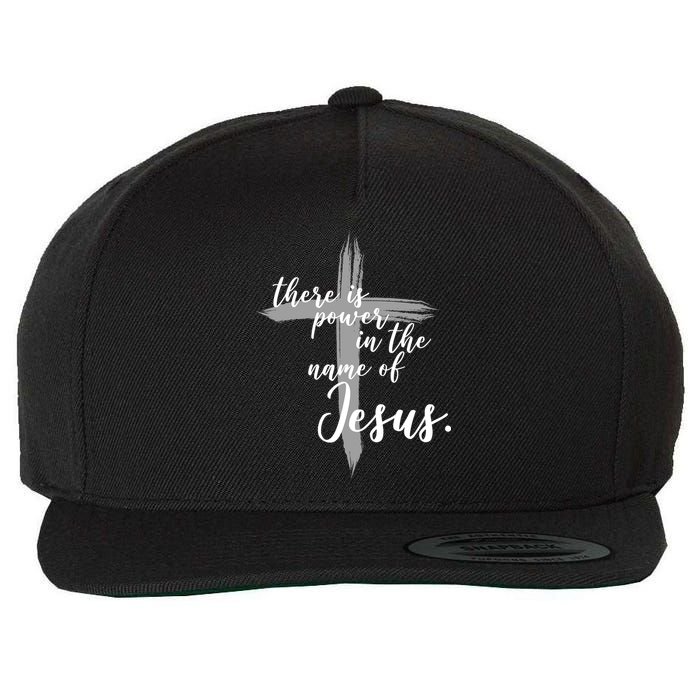 There Is Power In The Name Of Jesus Cross Wool Snapback Cap