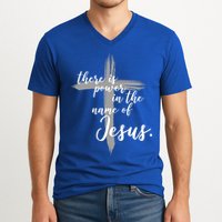 There Is Power In The Name Of Jesus Cross V-Neck T-Shirt