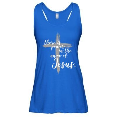 There Is Power In The Name Of Jesus Cross Ladies Essential Flowy Tank