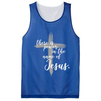There Is Power In The Name Of Jesus Cross Mesh Reversible Basketball Jersey Tank