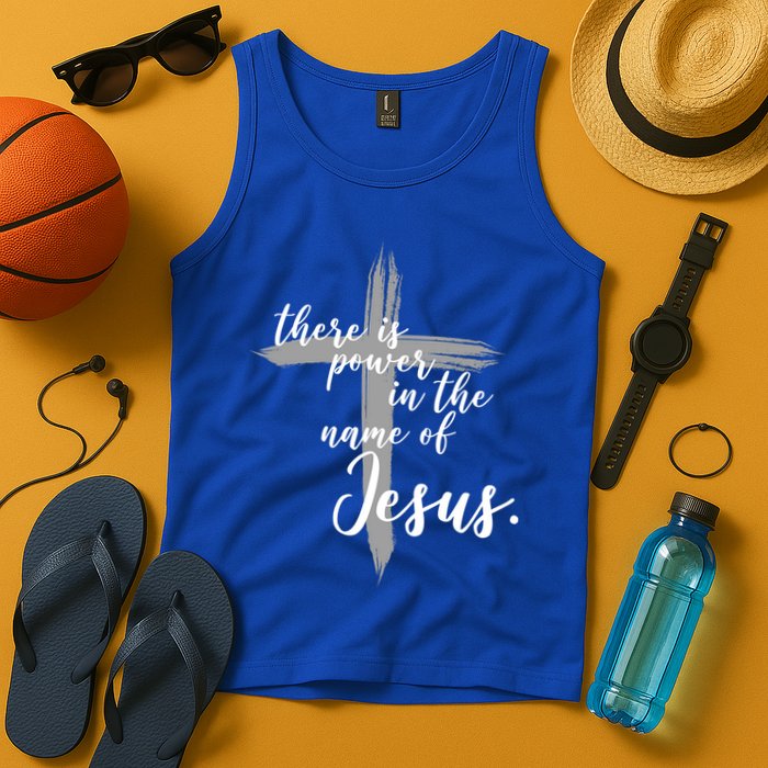 There Is Power In The Name Of Jesus Cross Tank Top