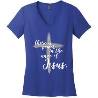 There Is Power In The Name Of Jesus Cross Women's V-Neck T-Shirt