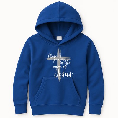 There Is Power In The Name Of Jesus Cross Kids Hoodie