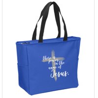 There Is Power In The Name Of Jesus Cross Zip Tote Bag