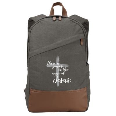 There Is Power In The Name Of Jesus Cross Cotton Canvas Backpack