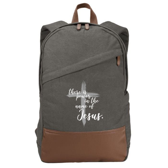 There Is Power In The Name Of Jesus Cross Cotton Canvas Backpack