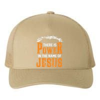 There Is Power In The Name Of Jesus Yupoong Adult 5-Panel Trucker Hat